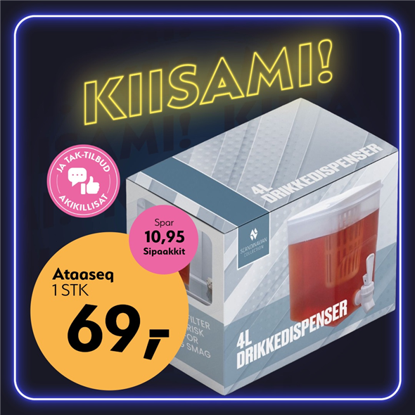 DRIKKEDISPENSER 4 L ‼️ BEMÆRK DET SKAL FØRST AFHENTES FREDAG D. 30. OKTOBER ‼️