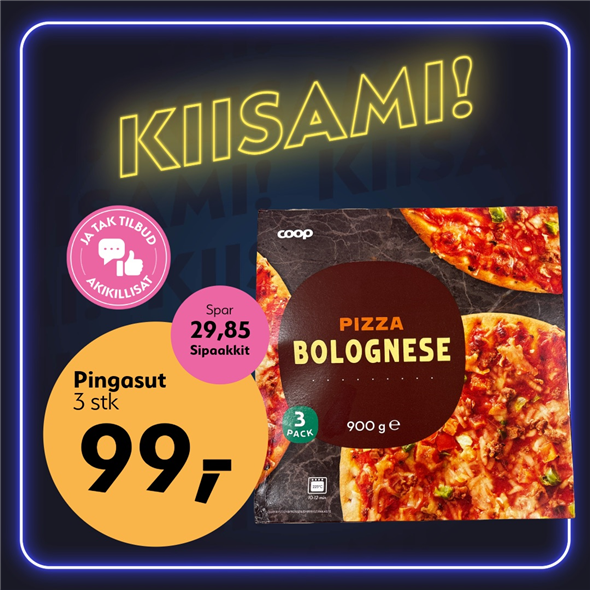 COOP PIZZA BOLOGNESE 900 G 3-PAK ‼️ BEMÆRK DET SKAL FØRST AFHENTES FREDAG D. 30. OKTOBER ‼️